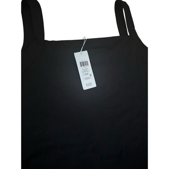 Eileen Fisher Black Washable Stretch Crepe Square Neck Knee Length Dress M $228 - Picture 10 of 10